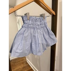 Bella Bliss Kids Light Blue Smocked Waist Skirt Size 5 Cotton Lined EUC Preppy